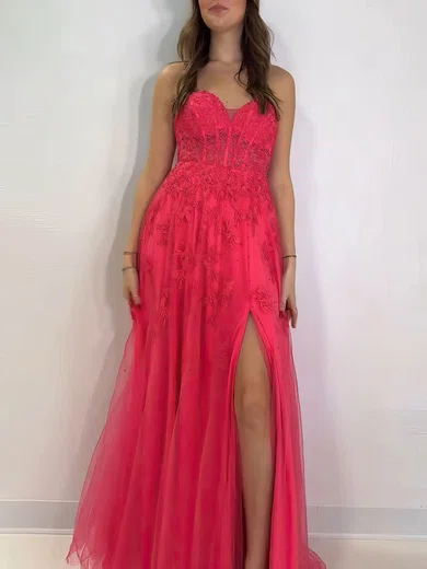 Ball Gown Strapless Tulle Corset Prom Dresses With Appliques #Milly020121163