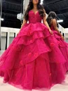 Ball Gown/Princess V-neck Organza Sweep Train Prom Dresses With Tiered #Milly020121182