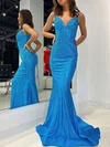 Trumpet/Mermaid V-neck Jersey Sweep Train Prom Dresses With Crystal Detailing #Milly020121185