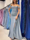 Trumpet/Mermaid Off-the-shoulder Jersey Sweep Train Prom Dresses With Drawstring Side #Milly020121214