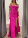 Trumpet/Mermaid Off-the-shoulder Jersey Sweep Train Prom Dresses With Drawstring Side #Milly020121218