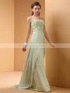Sage Chiffon Sweetheart with Beading Sweep Train Popular Prom Dress #02014413