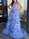 Ball Gown/Princess Halter Chiffon Sweep Train Prom Dresses With Tiered #Milly020120339