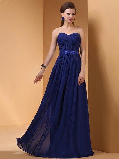 Elegant Sweetheart Royal Blue Chiffon with Pleats and Beading Prom Dresses #02060461