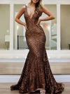 Trumpet/Mermaid V-neck Sequined Sweep Train Prom Dresses #Milly020120523