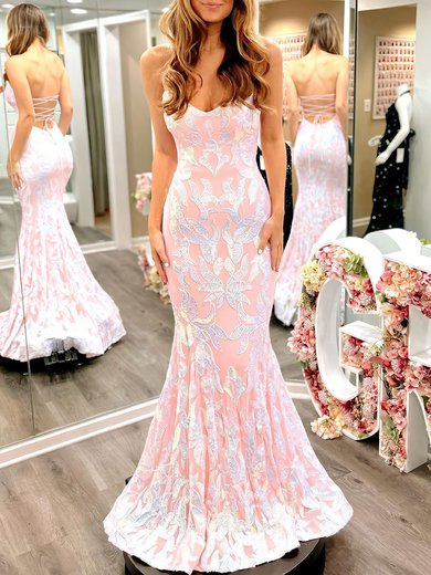 Trumpet/Mermaid Sweetheart Sequined Sweep Train Prom Dresses #Milly020120536