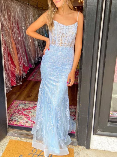 Trumpet/Mermaid Scoop Neck Sequined Sweep Train Prom Dresses With Beading #Milly020120580