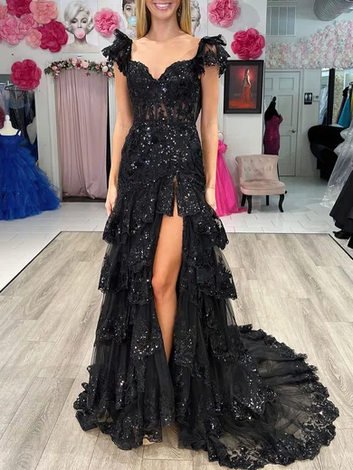 Mermaid Sweetheart Tulle Tiered Prom Dresses With Appliques #Milly020120713