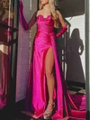 Trumpet/Mermaid Sweetheart Silk-like Satin Sweep Train Prom Dresses With Appliques Lace #Milly020121383