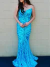 Trumpet/Mermaid V-neck Sequined Sweep Train Prom Dresses #Milly020121416