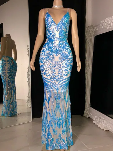 Mermaid V-neck Backless Sparkly Sequin Prom Dresses #Milly020121417