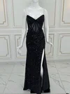Trumpet/Mermaid V-neck Sequined Sweep Train Prom Dresses With Ruched #Milly020121437