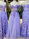 Ball Gown/Princess Off-the-shoulder Tulle Glitter Floor-length Prom Dresses With Appliques Lace #Milly020121448