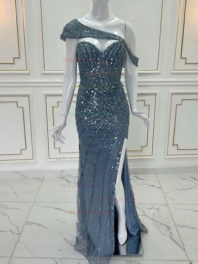 One Shoulder Sequin Gray Trumpet Mermaid Prom Dress One Shoulder Sequin Gray Trumpet Mermaid Prom Dress