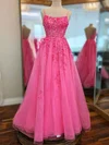 Ball Gown Square Neck Tulle Corset Prom Dresses With Appliques #Milly020121456
