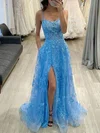 Ball Gown/Princess Scoop Neck Lace Sweep Train Prom Dresses With Appliques Lace #Milly020121467