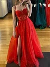 Ball Gown/Princess Sweetheart Glitter Sweep Train Prom Dresses With Split Front #Milly020121534