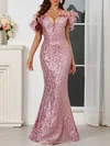 Trumpet/Mermaid Off-the-shoulder Sequined Floor-length Prom Dresses With Feathers / Fur #Milly020121551