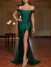 Trumpet/Mermaid Off-the-shoulder Jersey Sweep Train Prom Dresses With Ruched #Milly020121634