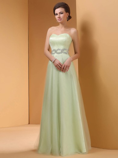 Designer Sweetheart Sage Tulle Sequins A-line Prom Dresses #02060464