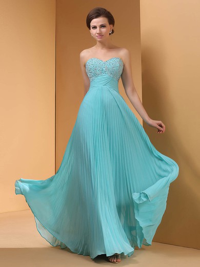 Blue Chiffon Empire Beading Sequins Sweetheart Prom Dresses #02014433