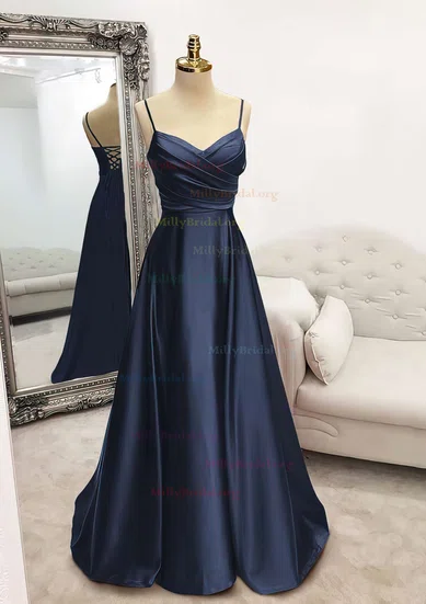 Sweep Train Ball Gown Ruched Satin Spaghetti Straps Wedding Dress Sweep Train Ball Gown Ruched Satin Spaghetti Straps Wedding Dress