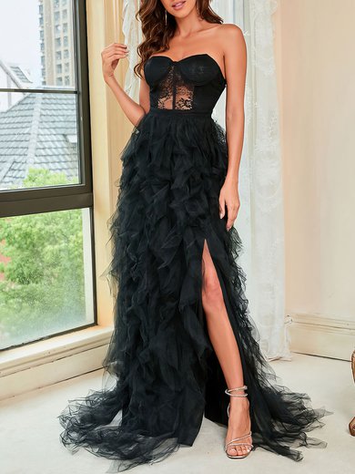 Ball Gown/Princess Sweetheart Tulle Sweep Train Prom Dresses With Lace #Milly020121851