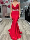 Mermaid V-neck Jersey Backless Prom Dresses With Beading #Milly020121852