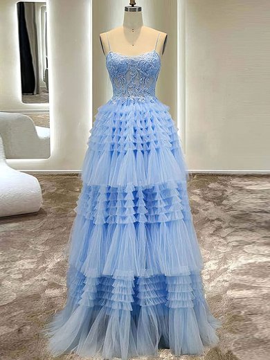 Ball Gown Sweetheart Tulle Sweep Train Appliques Lace Prom Dresses #Milly020120911