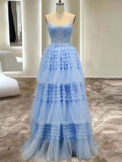 Ball Gown Sweetheart Tulle Ruffle Tiered Prom Dresses With Appliques #Milly020120911