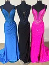 Trumpet/Mermaid V-neck Jersey Sweep Train Prom Dresses With Ruched #Milly020121685