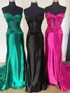 Trumpet/Mermaid Sweetheart Silk-like Satin Sweep Train Prom Dresses With Ruched #Milly020121686