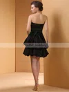 Black Strapless Elastic Woven Satin Pick-Ups Modest Shot Mini Prom Dress #02020064