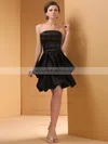 Black Strapless Elastic Woven Satin Pick-Ups Modest Shot Mini Prom Dress #02020064
