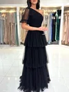 Ball Gown/Princess One Shoulder Tulle Floor-length Prom Dresses With Tiered #Milly020121700