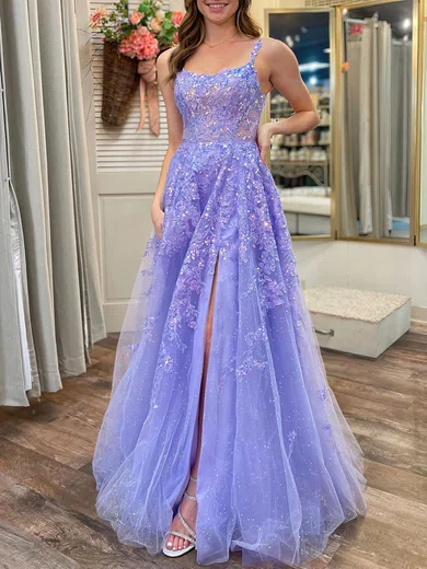 Ball Gown Scoop Neck Tulle Prom Dresses With Appliques #Milly020121704