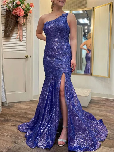 Mermaid One Shoulder Sparkly Sequin Prom Dresses With Appliques #Milly020121705