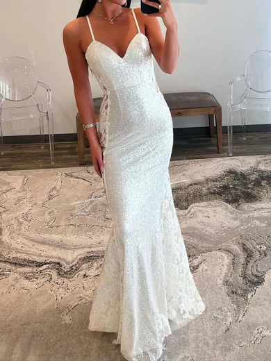 Mermaid V-neck Sparkly Sequin Backless Prom Dresses With Appliques #Milly020121738