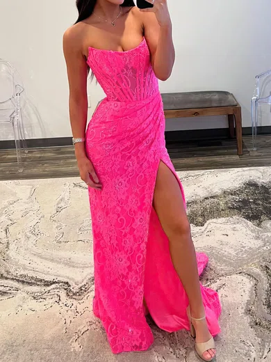 Mermaid Strapless Lace Corset Prom Dresses With Ruched #Milly020121747