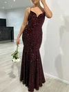 Trumpet/Mermaid V-neck Sequined Sweep Train Prom Dresses #Milly020121757