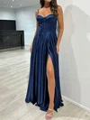 A-line Sweetheart Satin Corset Prom Dresses With Ruched #Milly020121762