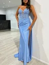 Trumpet/Mermaid V-neck Jersey Sweep Train Prom Dresses With Split Front #Milly020121768