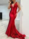 Trumpet/Mermaid V-neck Glitter Sweep Train Prom Dresses With Ruched #Milly020121782