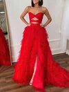 Ball Gown/Princess Sweetheart Tulle Sweep Train Prom Dresses With Tiered #Milly020121800