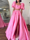 Ball Gown/Princess Square Neckline Satin Sweep Train Prom Dresses With Split Front #Milly020121802