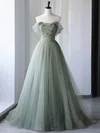 Ball Gown Off-the-shoulder Tulle 3D Floral Prom Dresses With Beading #Milly020121919