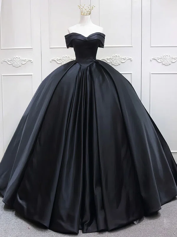 Ball Gown/Princess Off-the-shoulder Satin Court Train Prom Dresses #Milly020121929