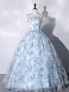 Ball Gown/Princess Straight Organza Floor-length Prom Dresses With Flower(s) #Milly020121930