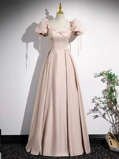 Ball Gown Sweetheart Satin Puff Sleeve Corset Prom Dresses #Milly020121936