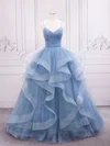Ball Gown/Princess/Princess V-neck Glitter Floor-length Prom Dresses With Ruffles #Milly020121939